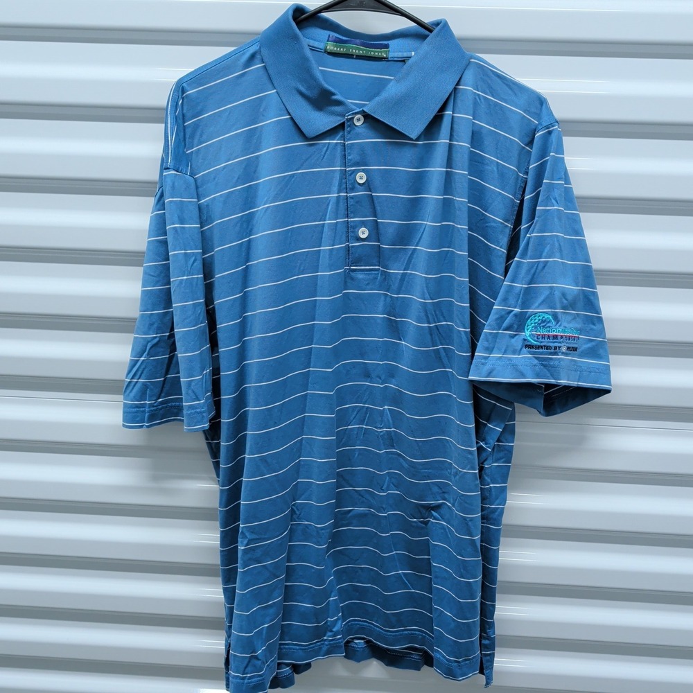 Robert Trent Jones Polo XL Mens Blue Striped Nationwide Tour Championship Cotton